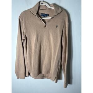 Polo by Ralph Lauren Tan Long Sleeve Cotton Quarter Zip Pullover Sz S